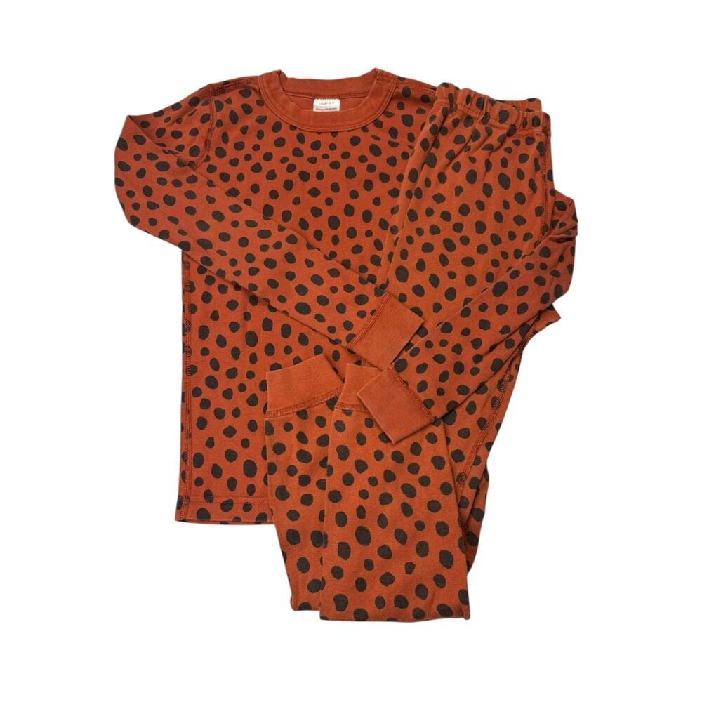 Hanna Andersson Rust and Black animal print long john organic pajamas
